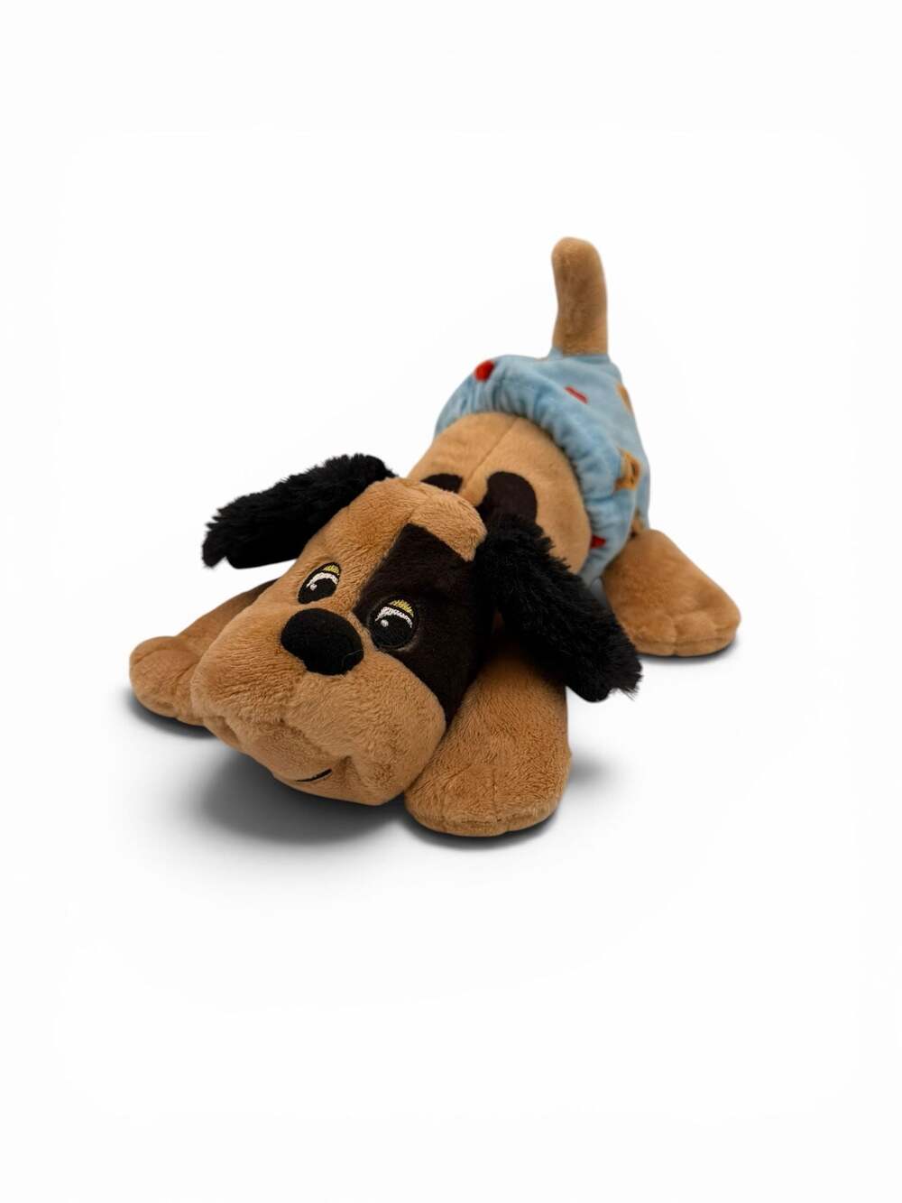 Pound Puppies Newborns Brown and Black Plush Puppy in Blue Diaper